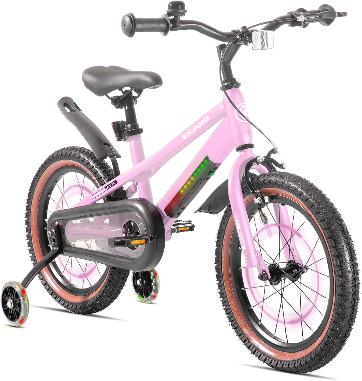 KEANO Vellux 16 Inch Girls Bike with Training Wheels Lightweight Steel Frame Girls Bikes Ages 5-8 Years Kids' Bicycle Pink