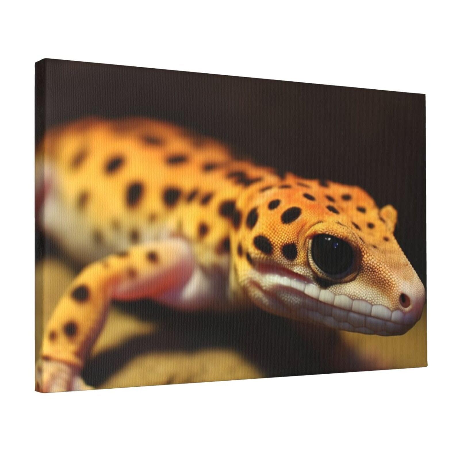 KLOPH Leopard Little Gecko Canvas Wall Art for Living Room 12"x18" Modern Artwork Painting for Bathroom Hanging Canvas Prints Aesthetic Wallart for Bedroom Kitchen Office Wall Decor