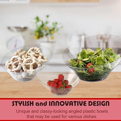 Miniatura 7 de PARTY BARGAINS Cuencos pequeños en ángulo de plástico duro, color transparente, paquete económico de 16