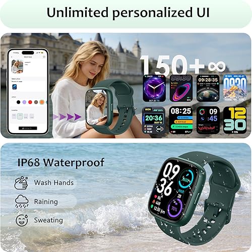 Miniatura 7 de Reloj inteligente para Android/Samsung/iPhone, rastreador de actividad física con IP68 impermeable para hombres, mujeres y niños, reloj inteligente