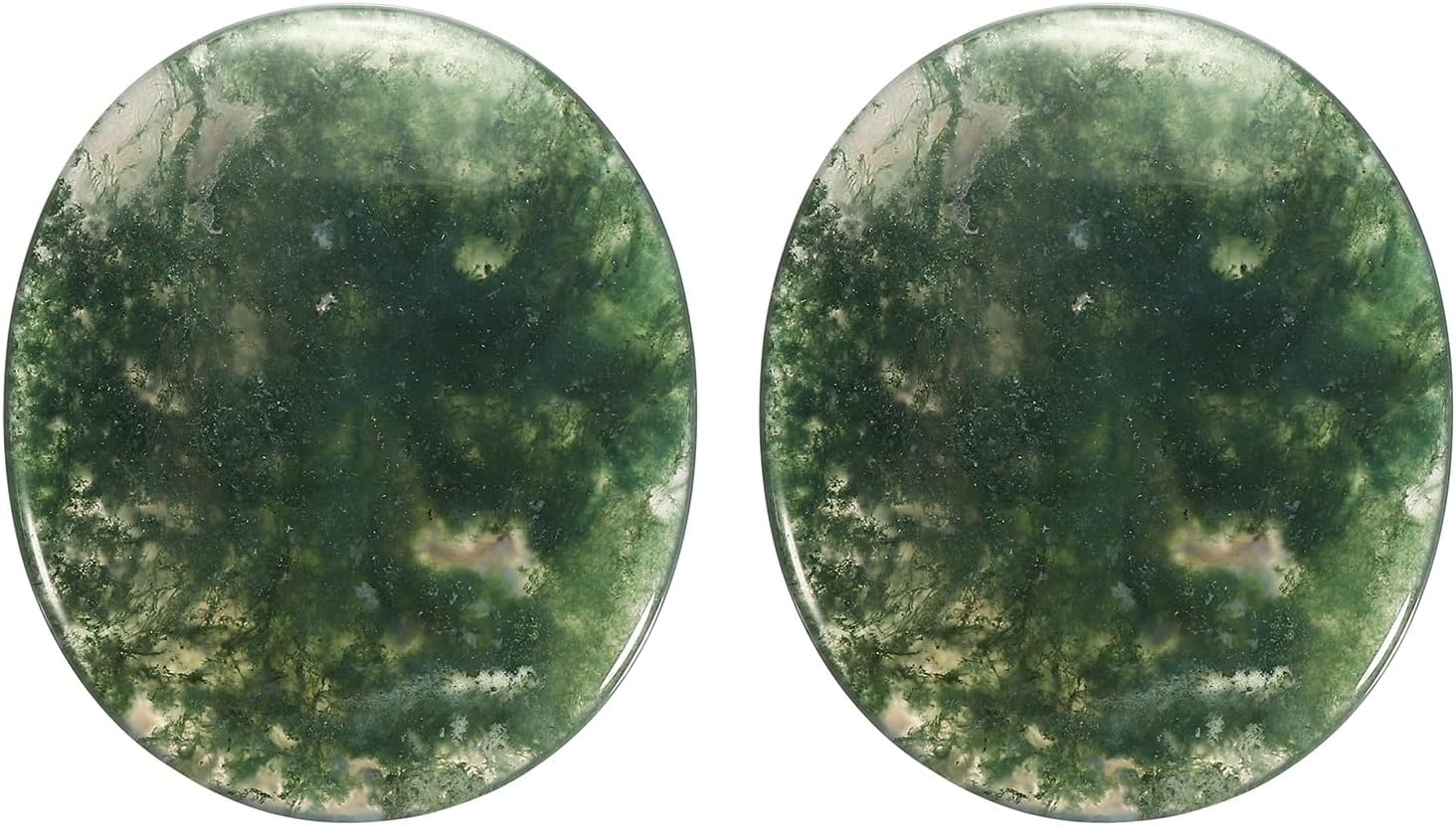 MECCANIXITY 2 Pcs Thumb Worry Stone for Anxiety, Moss Agate Relief Crystals Hand Thumb Stones Pocket Gems Natural Polished for Yoga Meditation Relief