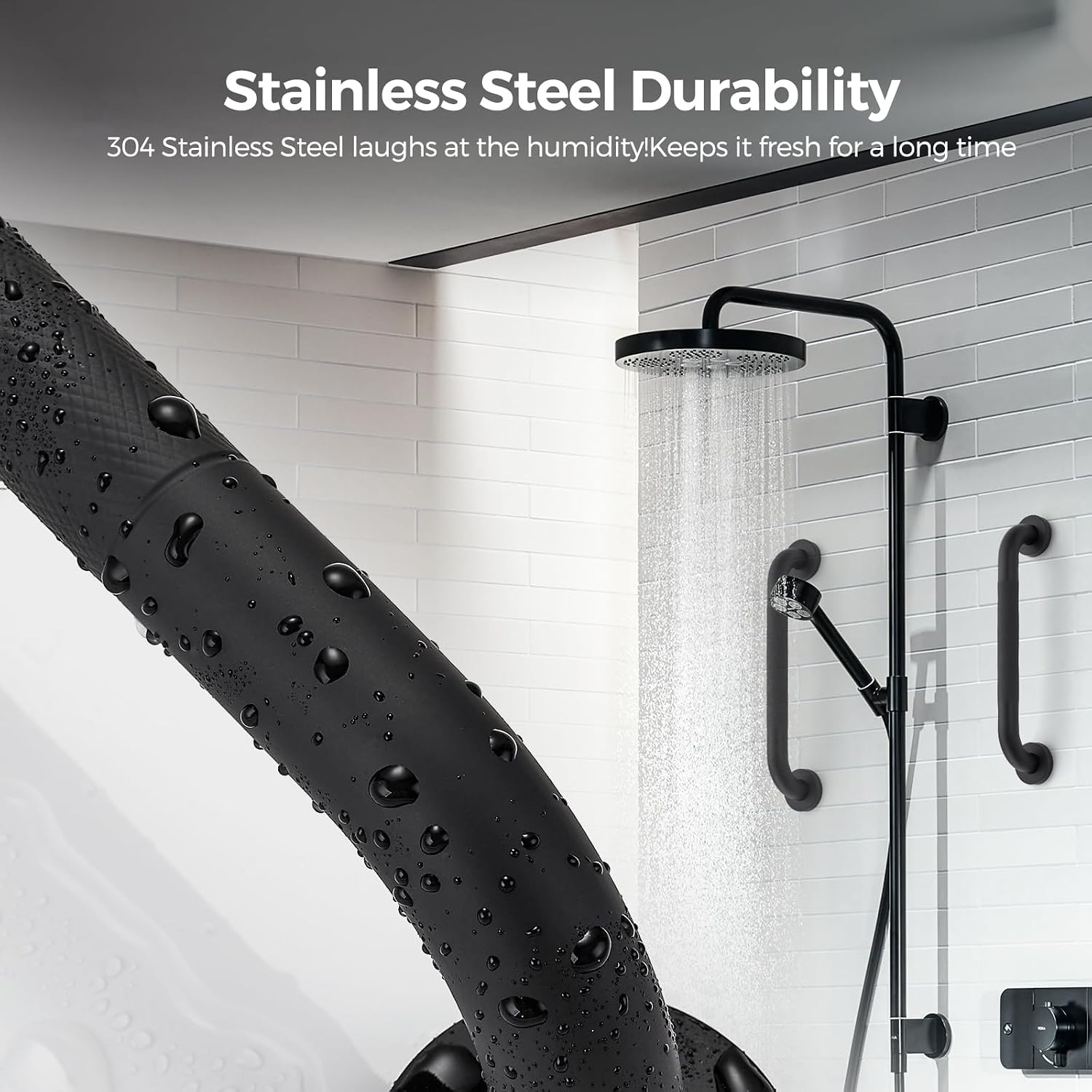 Grab Bars for Shower, 16 Inch Anti-Slip Shower Handle, Matte Black image 4