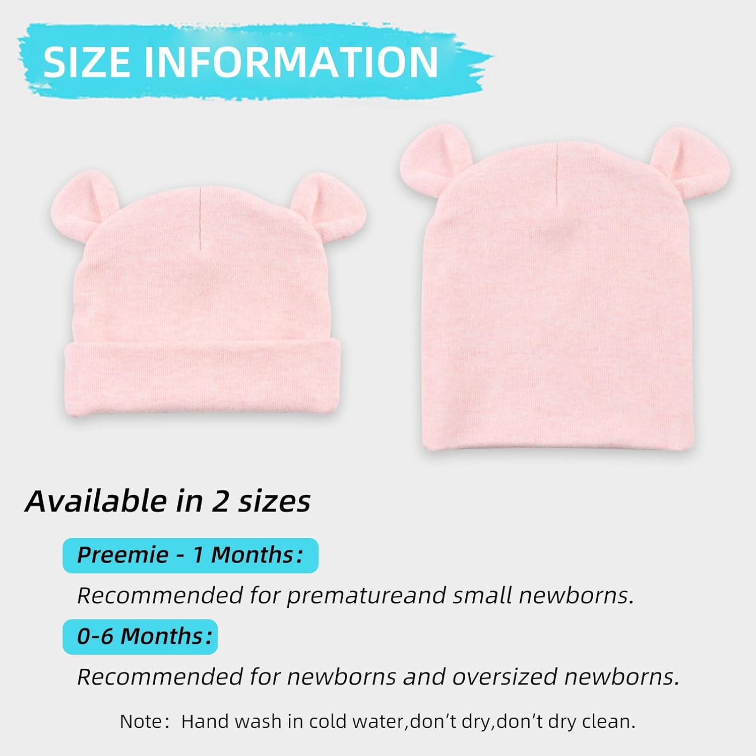 Original Cotton Newborn Hats for Girls Striped Preemie Baby Hats Bear Ears Infant Boys Beanies 0-6 Months - Image 6