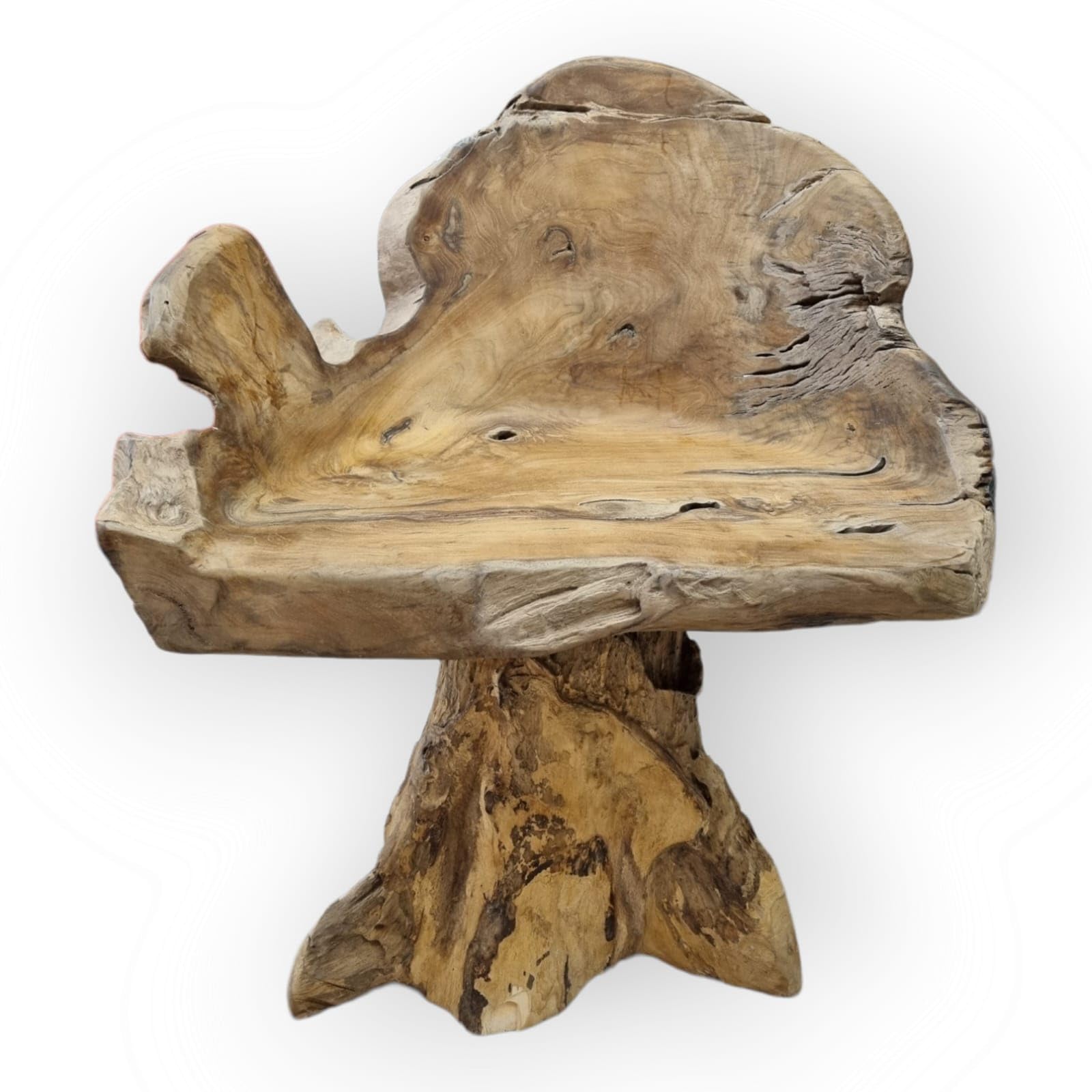 Kinaree Sedia in legno massello di teak – Poltrona in legno naturale fatta a mano in teak – Sedia rustica in legno massello in stile asiatico – Mobili unici in radice