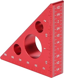 45 Degree Aluminum Alloy Angle Ruler, Triangle Ruler Carpenters Square with Imperial Metric Scale Angle Measurement Tool for Woodworking Tools