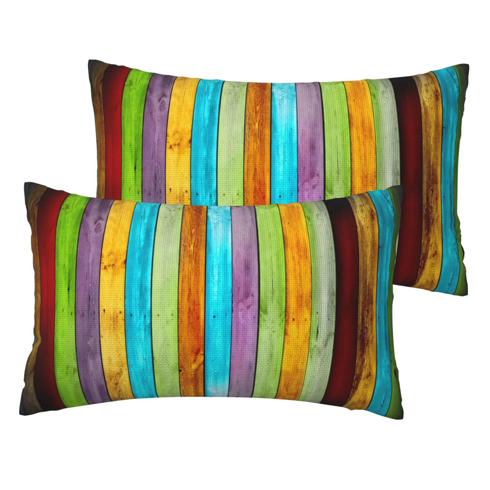 Housse de coussin imitation lin bois coloré décoration salon