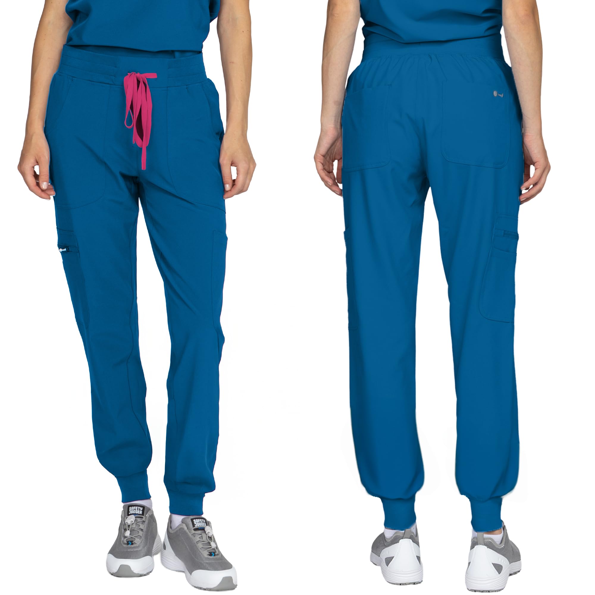 B-well NAOMI Divisa Sanitaria Donna Elastica | Uniforme Sanitaria Donna | Set con Casacca e Pantaloni Stile Jogger| Divise Sanitarie | con Spandex