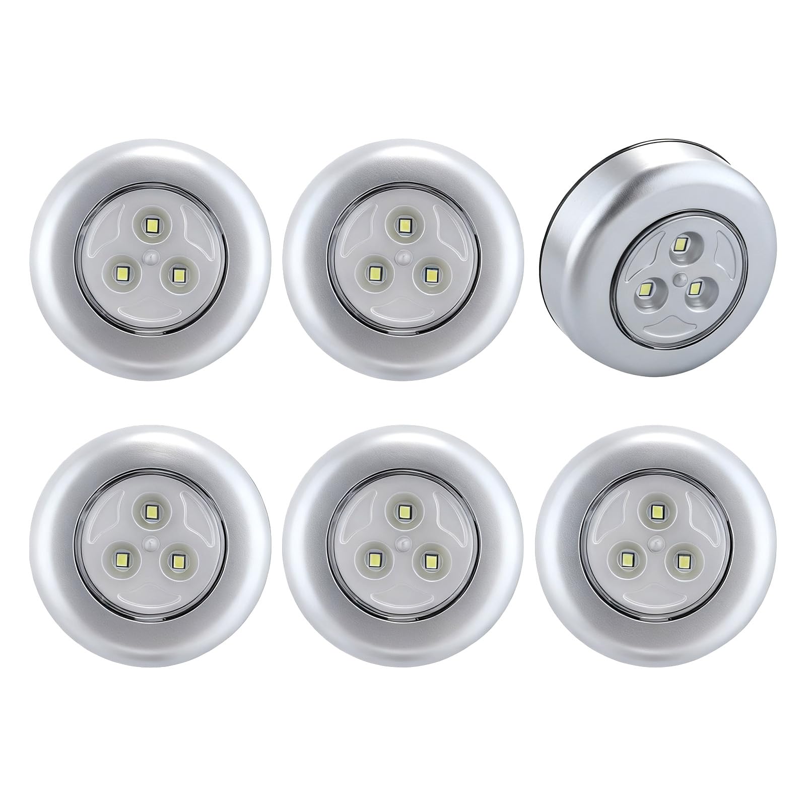 SOAIY Pack of 6 LED Battery Self-Adhesive Spot Lights for Cupboards, Kitchen, Stairs, Mirrors, Showcases, Cabinet (Cool White)