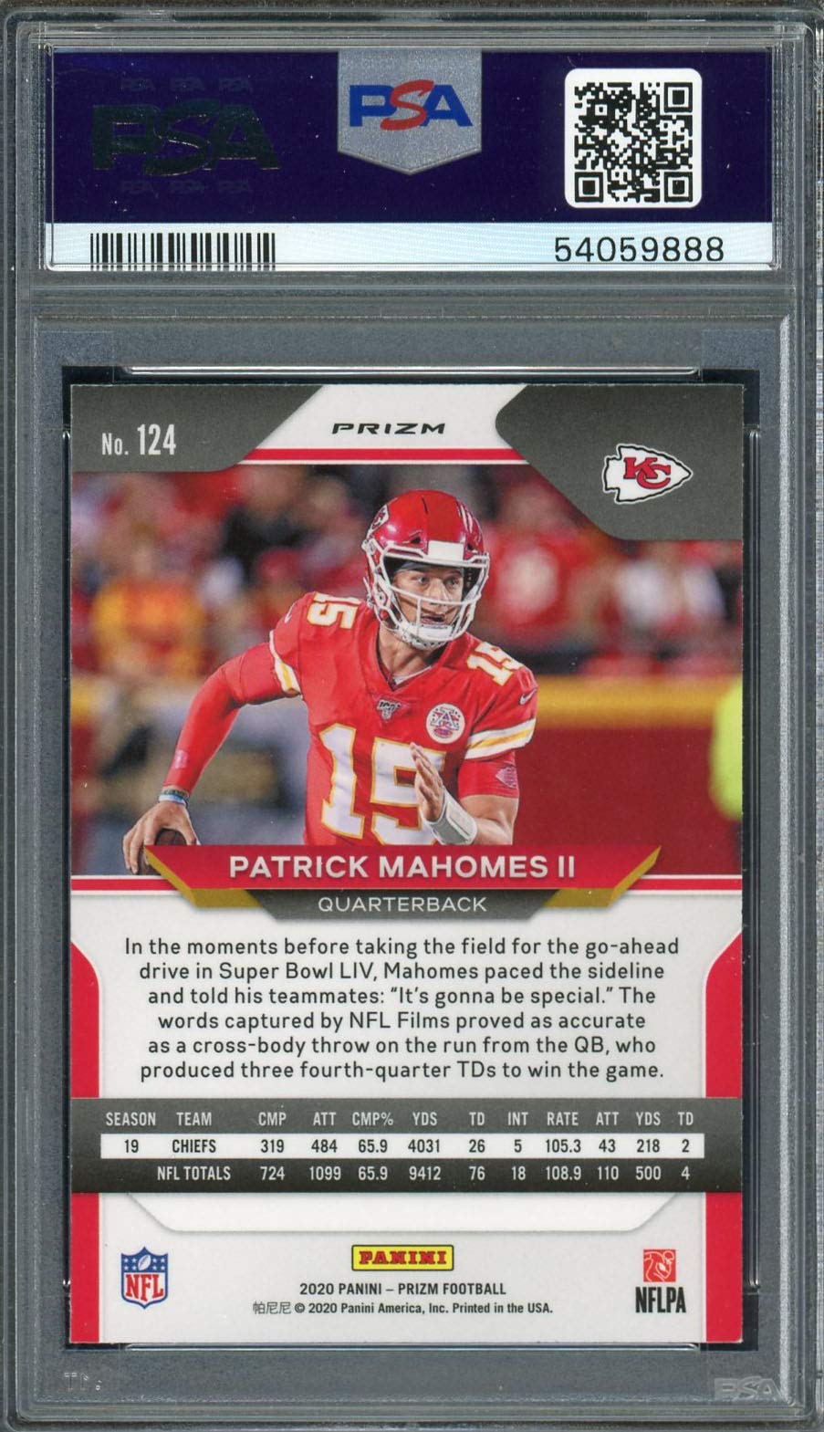 PSA9 PATRICK MAS II Red Ice NFL カード Patrick Mahomes II 2020 Prizm #124 Red Ice Price Guide