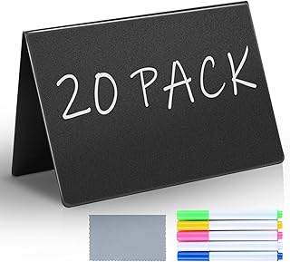 20Pcs Food Labels for Party Buffet, 4"x3" Mini Chalkboard Signs for Food Display with 5 Markers, Reusable Food Signs for Buffet, Food Tag Name Card for Wedding, Birthday, Bakery & Catering Display