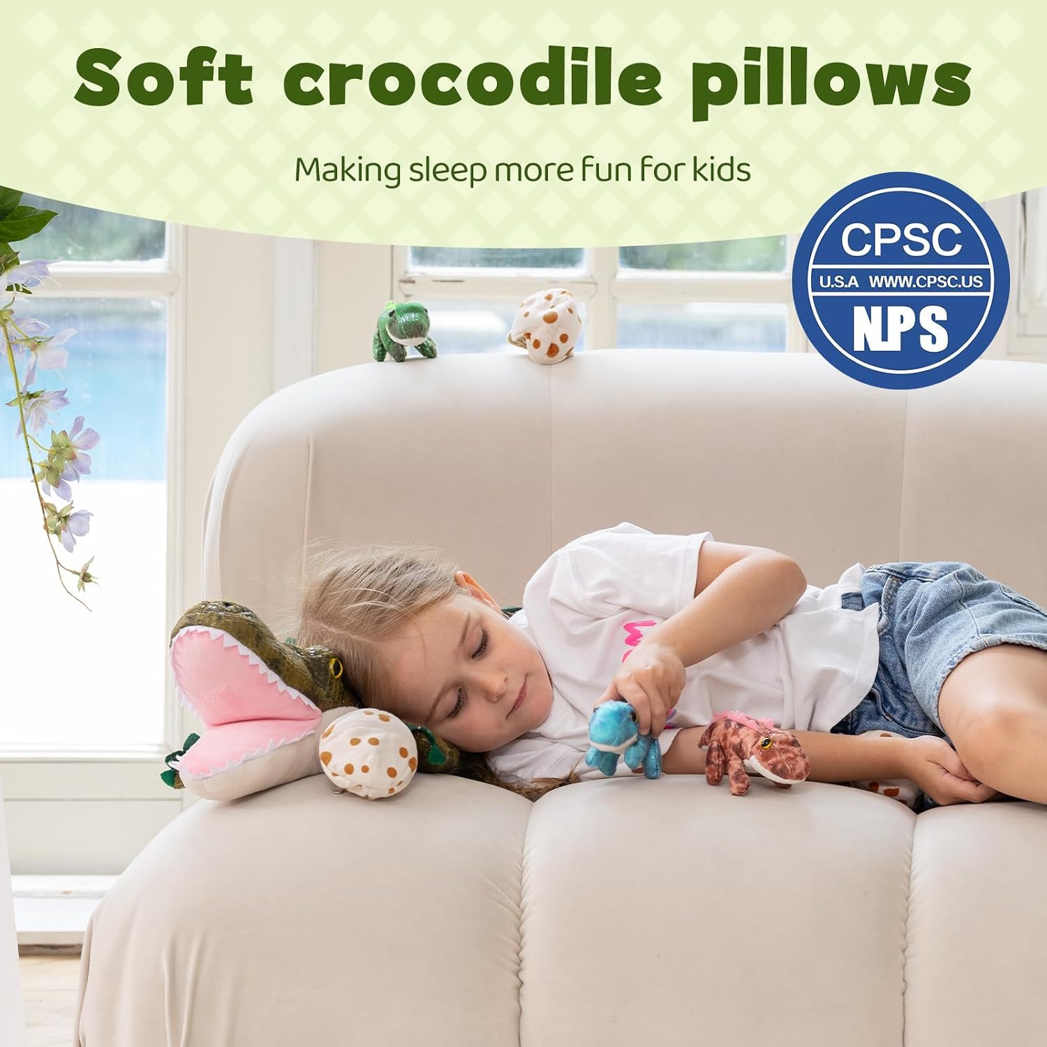 MorisMos Plush Alligator Stuffed Animal with Babies, 23.6'' Mommy Stuffed Alligator with 3 Baby Crocodile Animals & 3 Plush Eggs, Lifelike Crocodile Toys for Kid 3-5 Birthday Decor