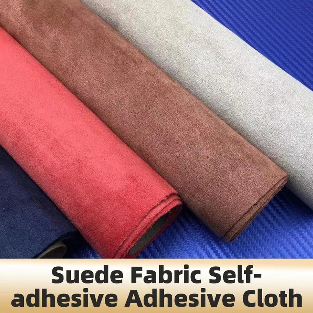 Self-Adhesive Faux Suede Fabric for Car Interior, 15.74 x 58.66 Inch Faux Suede Leather Wrap Sheet Synthetic Leather Fabric Sticker for Automotive, Upholstery, Furniture, Sofa, and DIY Crafts