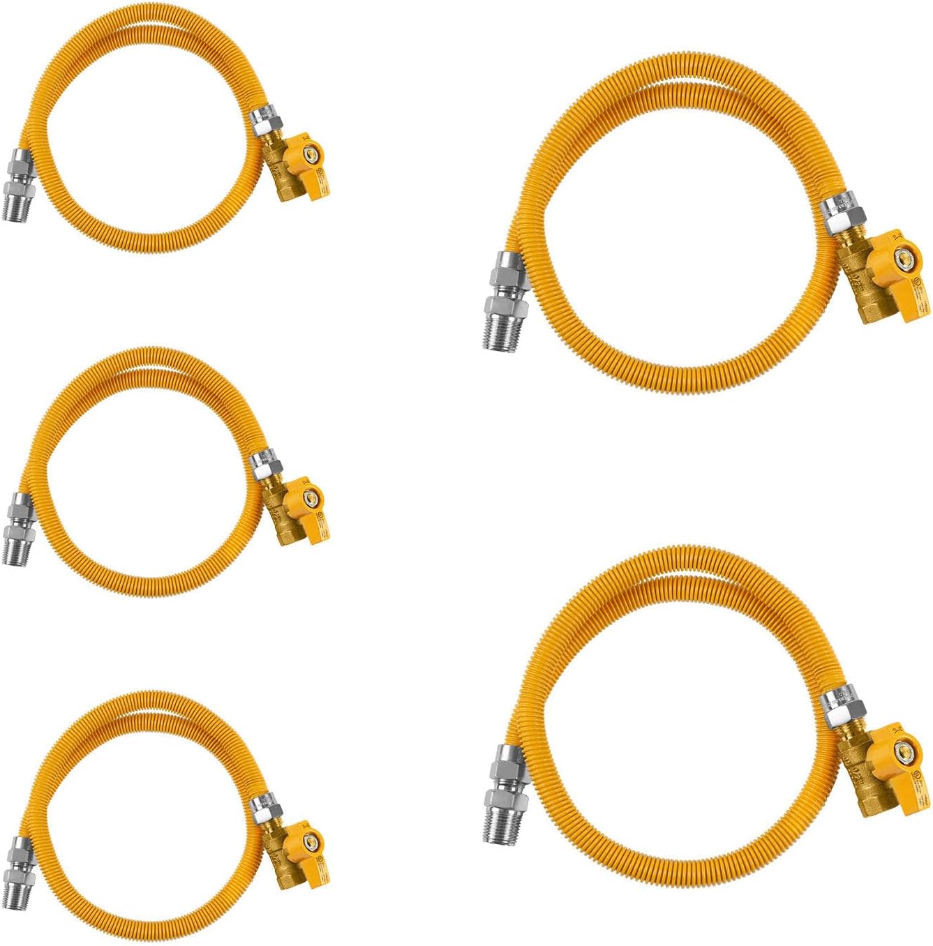 Efield 72-Inch Flexible Gas Line Connector, 1/2" MIP x 1/2" FIP Straight Gas Valve Brass Adapter, Stainless Steel Gas Hose, Yellow,(HOSE079)