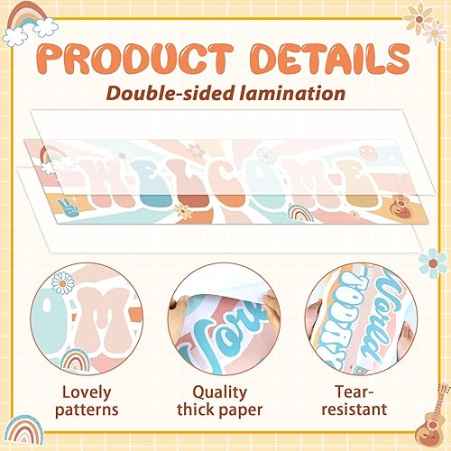 Miniatura 3 de ZOiiWA Paquete de 2 carteles de bienvenida estilo bohemio, hippie, decoración de tablón de anuncios, decoración hippie motivacional para preescolar,