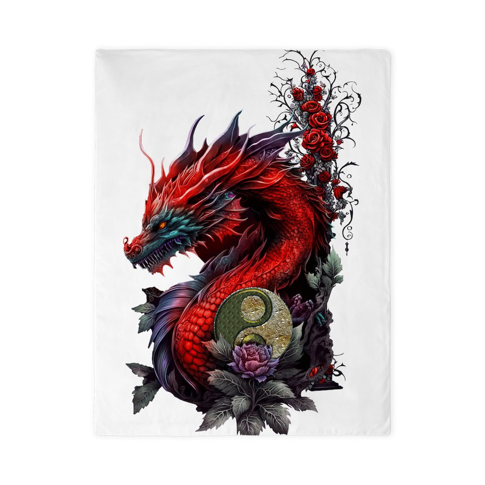 CafePress Wonderful Chinese Dragon Twin Duvet Cover, Printed Comforter Cover, Unique Bedding,