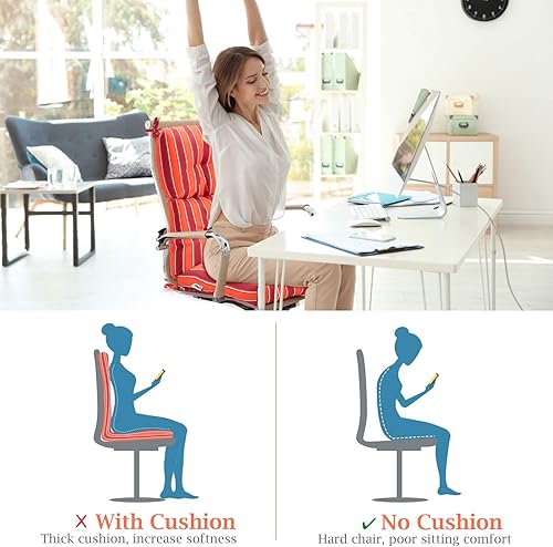 Miniatura 3 de Giantex - Cojín para silla de patio exterior, 5 pulgadas, para respaldo alto con 4 lazos de cuerda, cojín para columpio de patio, silla con asiento