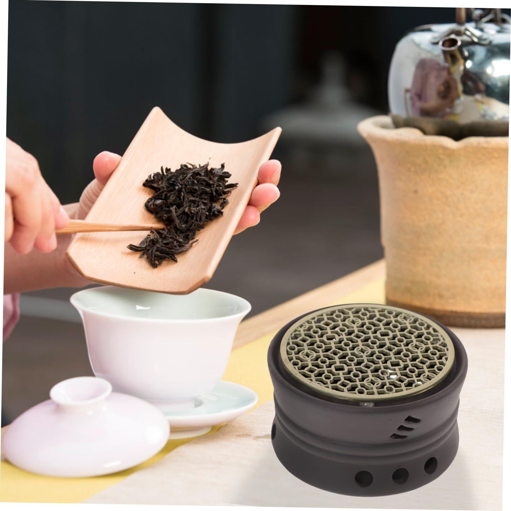 SHOWERORO 1pezzi Scaldino Per Tè Candela Riscaldatore Portatile Per Teiera Design Retrò Per e Caffetteria Per Mantenere Tè e Riscaldare Teiere