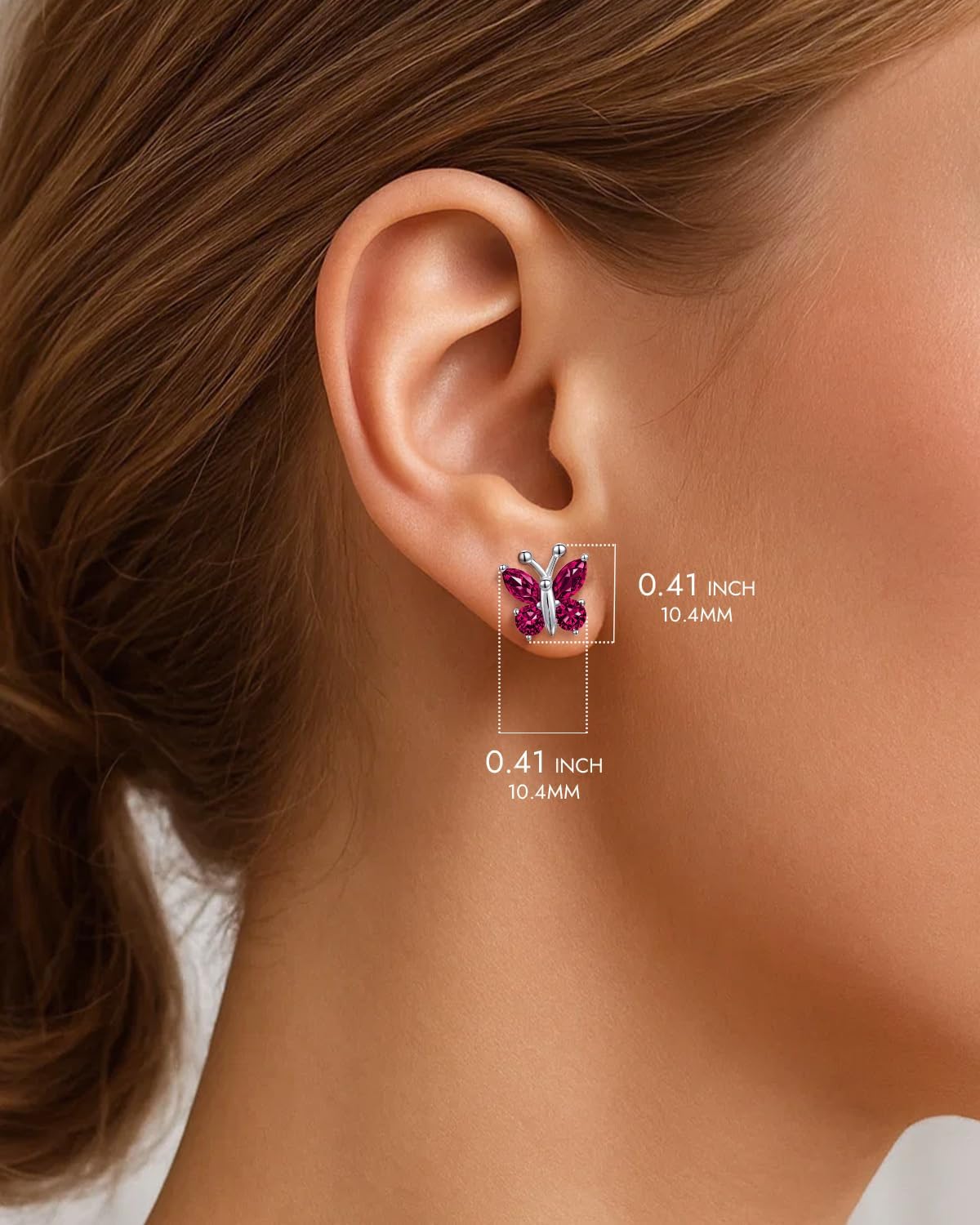 Butterfly Earrings for Women: Valentine's Day Gifts 925 Sterling Silver 12 Months Birthstone Stud Earrings Jewelry Gifts for Her Daughter Granddaughter Girlfriend Birthday Anniversary - Image 3