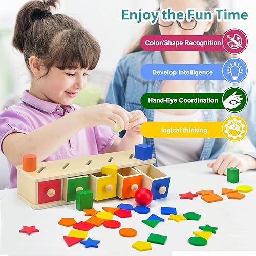 Miniatura 5 de Montessori Toys - Juguetes clasificadores de formas para niños pequeños de 1 a 3 años, juguetes de clasificación de colores, juguetes de madera a