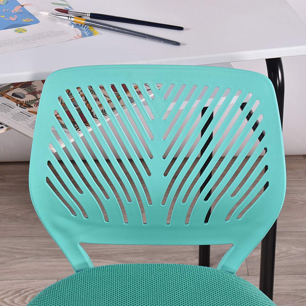Meuble Cosy Ergonomiczne krzesło biurowe, obrotowe siedzisko z regulacją wysokości, krzesło komputerowe bez podłokietników, do telepracy, nauki i sypialni, turkusowe
