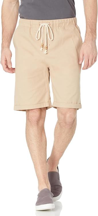 Janmid Mens Linen Shorts Casual Drawstring Summer Beach Shorts for Men