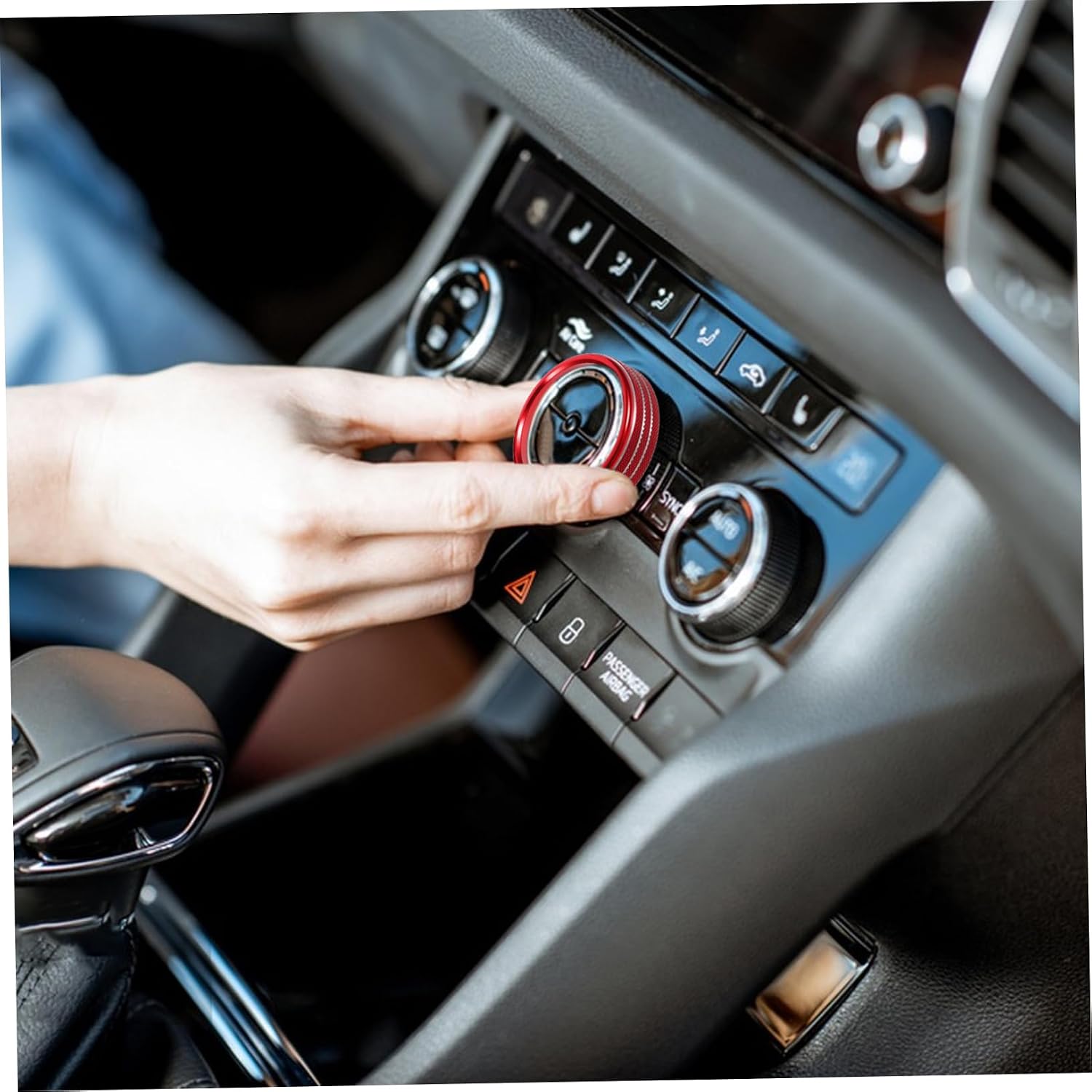 Gatuida 4pcs Car Air Conditioner Knob Covers Volume Knob Covers for Car Interior Red