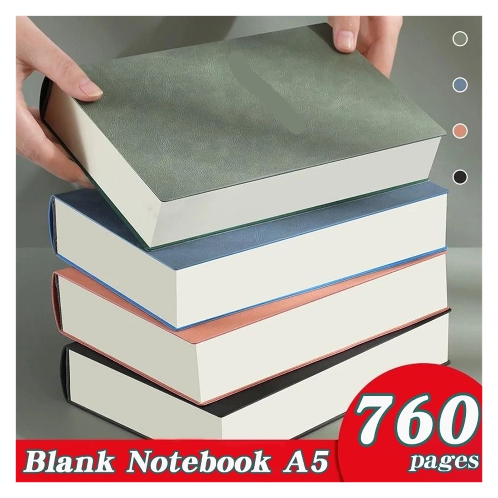 Generico Quaderno spesso (760 pagine) Cancelleria A5 Blocco note vuoto Copertina Forniture for ufficio(Green)