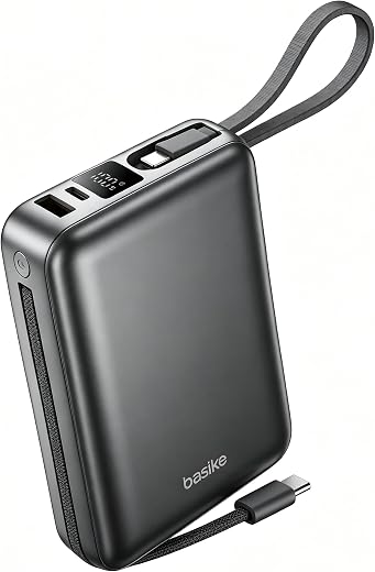 Basike Carregador Portátil, Power Bank 20000mAh com Cabos Integrados(Cinza)