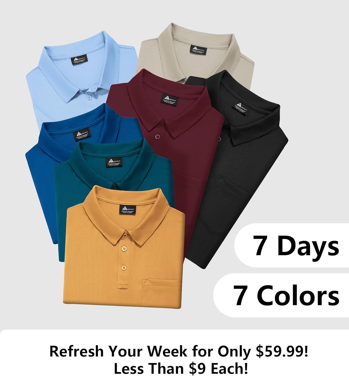 ZITY 7 Pack Mens Polo Shirts with Pocket Moisture Wicking Short Sleeve Outdoor Golf Athletic Work Multipack Shirts - Image 6
