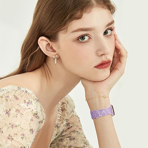 Miniatura 4 de Paquete de 2 correas de silicona grabadas con estampado floral compatibles con Apple Watch Band de 1.575 pulgadas, 1.732 pulgadas, 1.496 pulgadas,