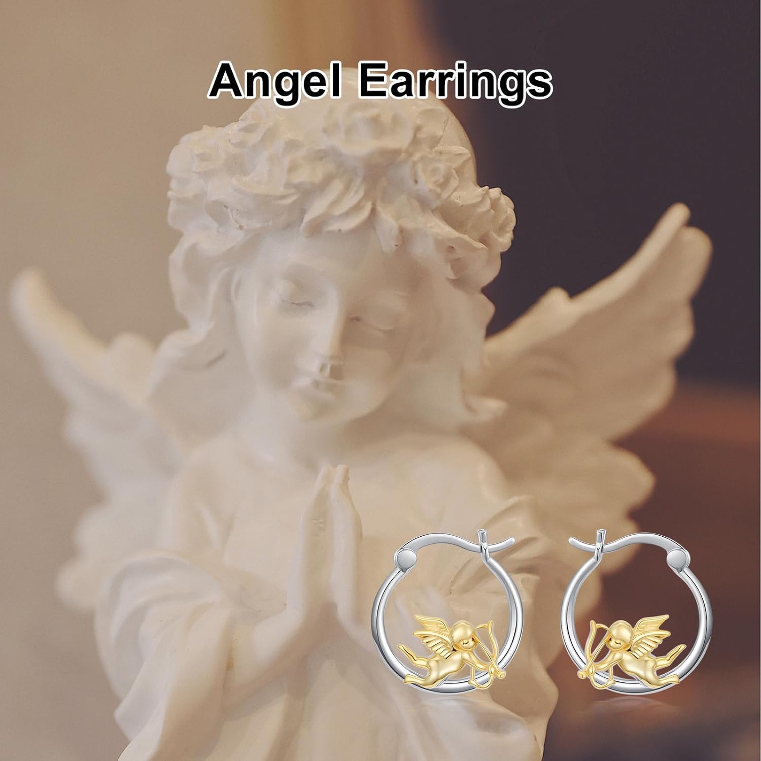 Sterling Silver Angel Devil Earrings: Cherub Angel Hoop Huggie Jewelry Gifts