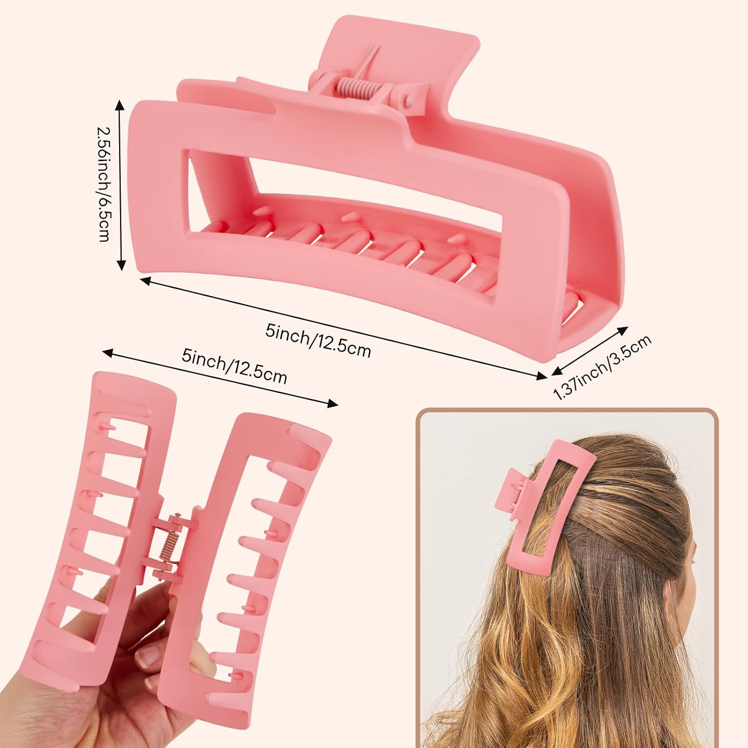MINMUNJIU 4 Pack Extra Large Matte Non-Slip Jumbo Claw Clips for Long Curly Hair - Hair Accessories for Women and Girls image 3