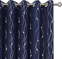 Vista 235 de BGment Room Darkening Curtains 95 Inches Long, Grommet Thermal Insulated Blackout Curtains with Wave Line and Dots Printed for Bedroom, 2 Panels