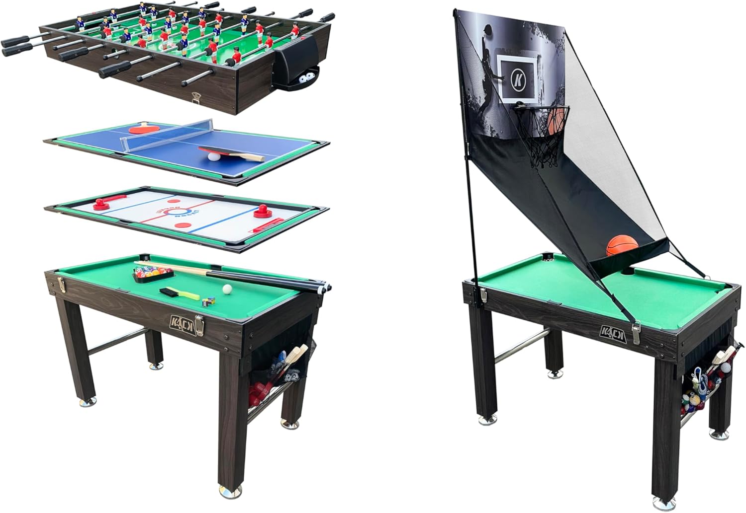 KICK Minotaur 48" 5-in-1 Multi-Game Table - Foosball, Glide Hockey, Billiards/Pool, Ping Pong & Basketball