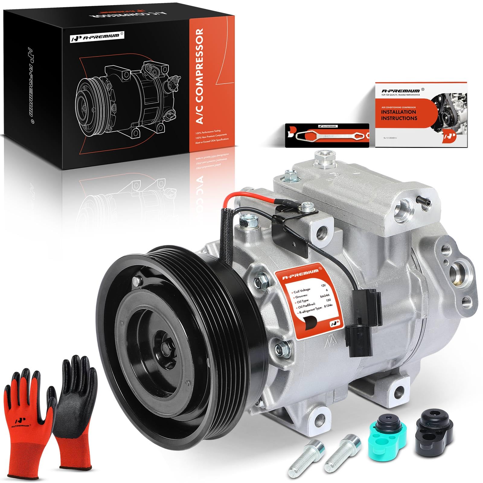 A-Premium Air Conditioner AC Compressor with Clutch Compatible with Kia Forte 2010-2013, Forte Koup 2010-2013, Forte5 2012-2013, 2.0L 2.4L