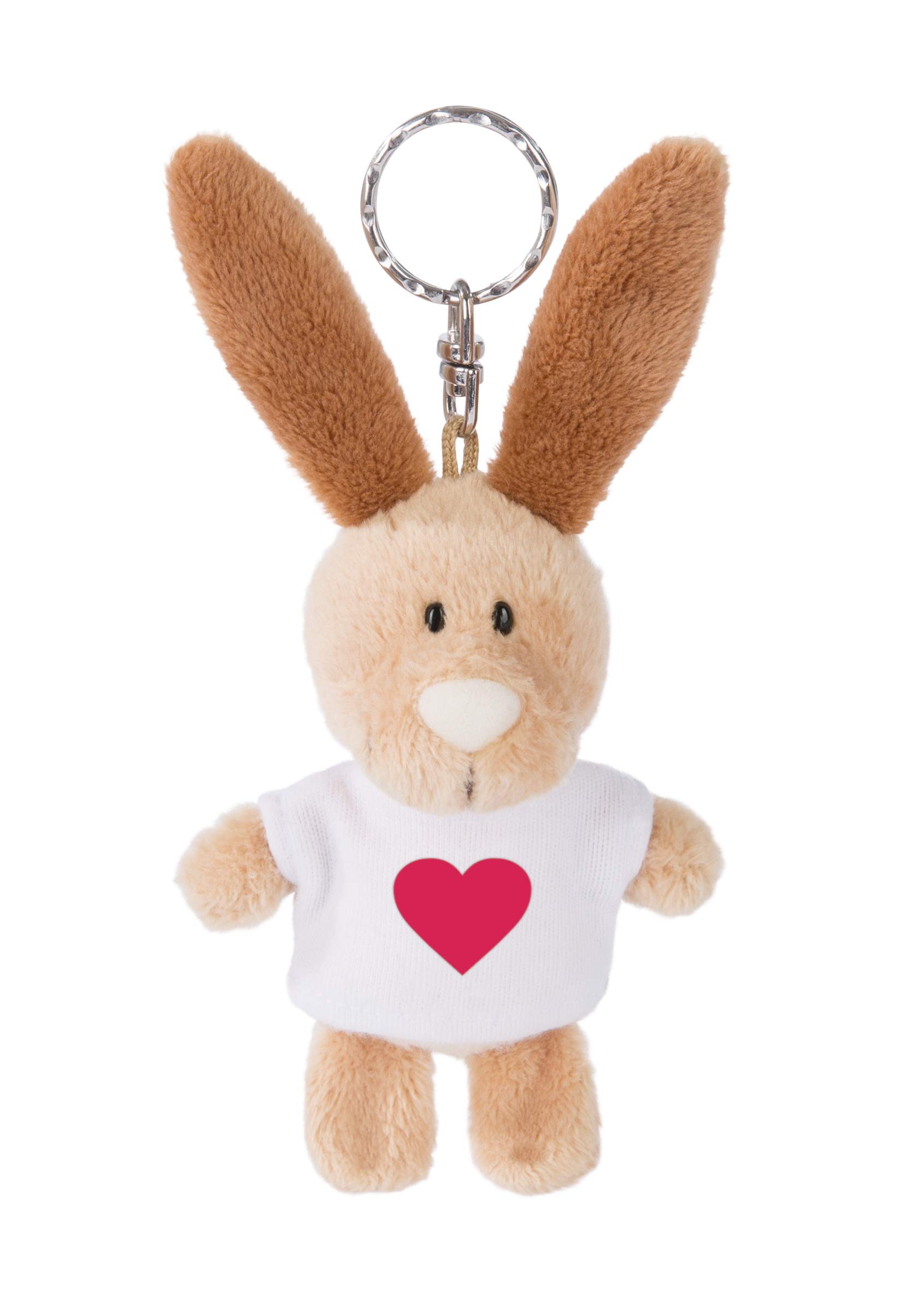 Nici 44729 Key Ring Rabbit with T-Shirt Heart Symbol 10 cm Beige