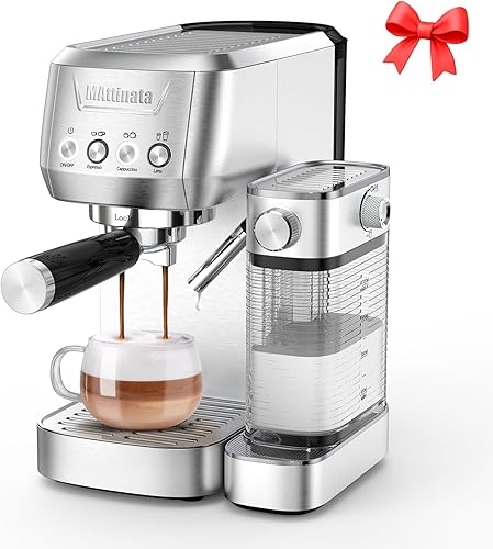 Miniatura 8 de MÁquina de café capuchino MAttinata con espumador de leche automático, máquina de espresso compacta con medidor de presión, máquina de capuchino de