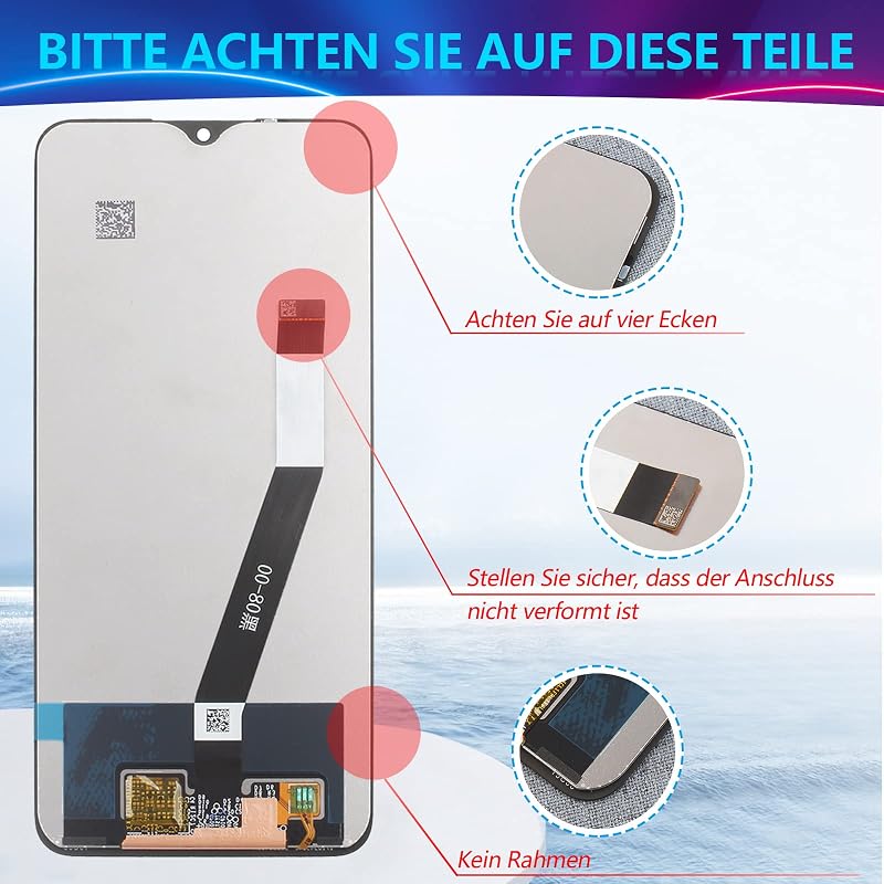 RongZy LCD Kijelző és Érintőképernyő Xiaomi Redmi 9 M2004J19G M2004J19C Telefonhoz - Fekete Csereképernyő Szerelő Eszközökkel