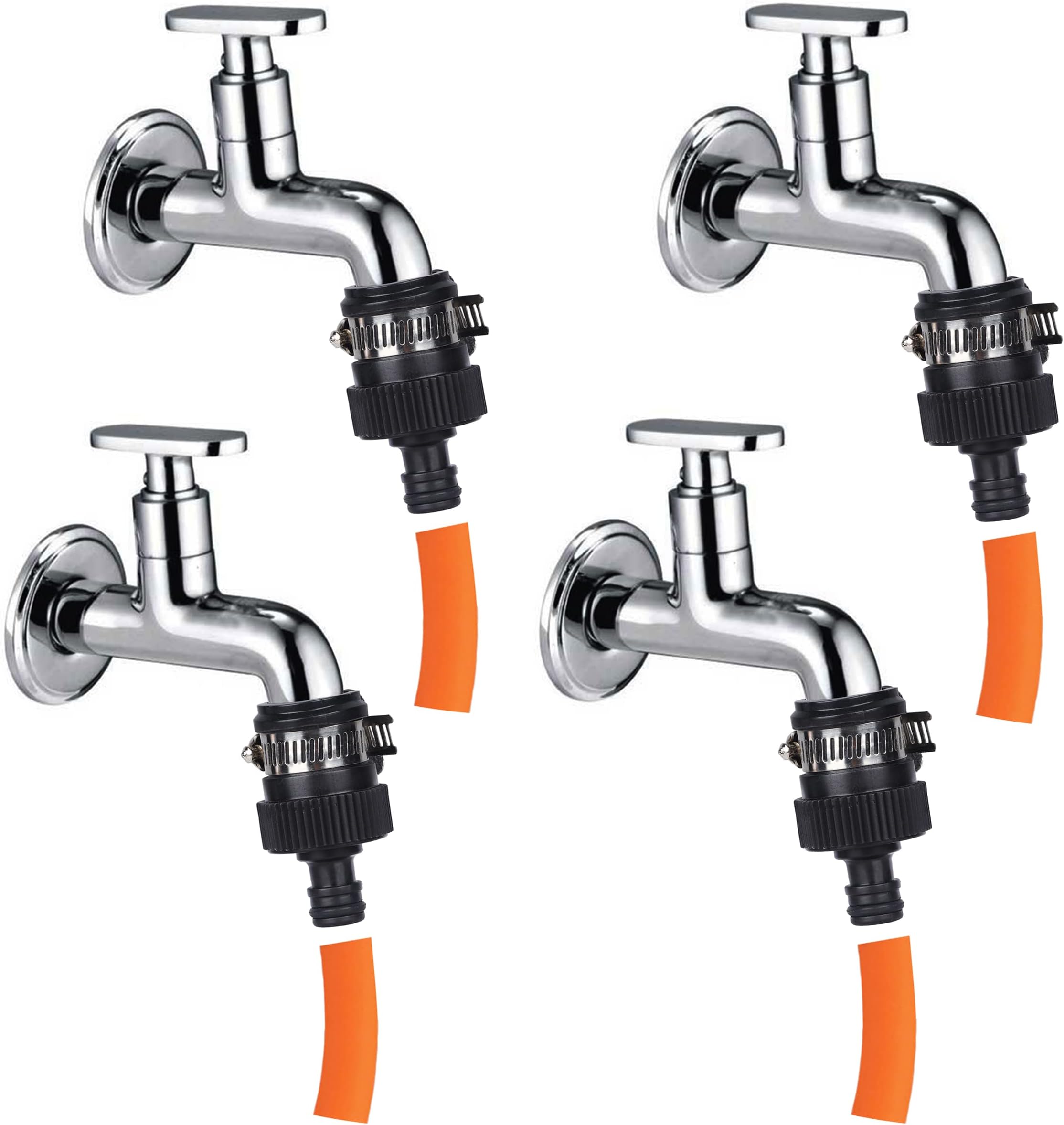 Garbnoire Heavy Duty Hose Pipe Fitting Standard Size 1/2 Inch Tap Connector for Garden Water Pipe&Car,Bike Washing Accessories|Universal Adjustable Adapter Suitable Connecting Hose Pipe(Pack of 4)