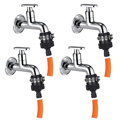 Garbnoire Heavy Duty Hose Pipe Fitting Standard Size 1/2 Inch Tap Connector For Garden Water Pipe & Car, Bike Washing Accessories | Universal Adjustable Adapter Suitable Connecting Hose Pipe (Pack of 4)