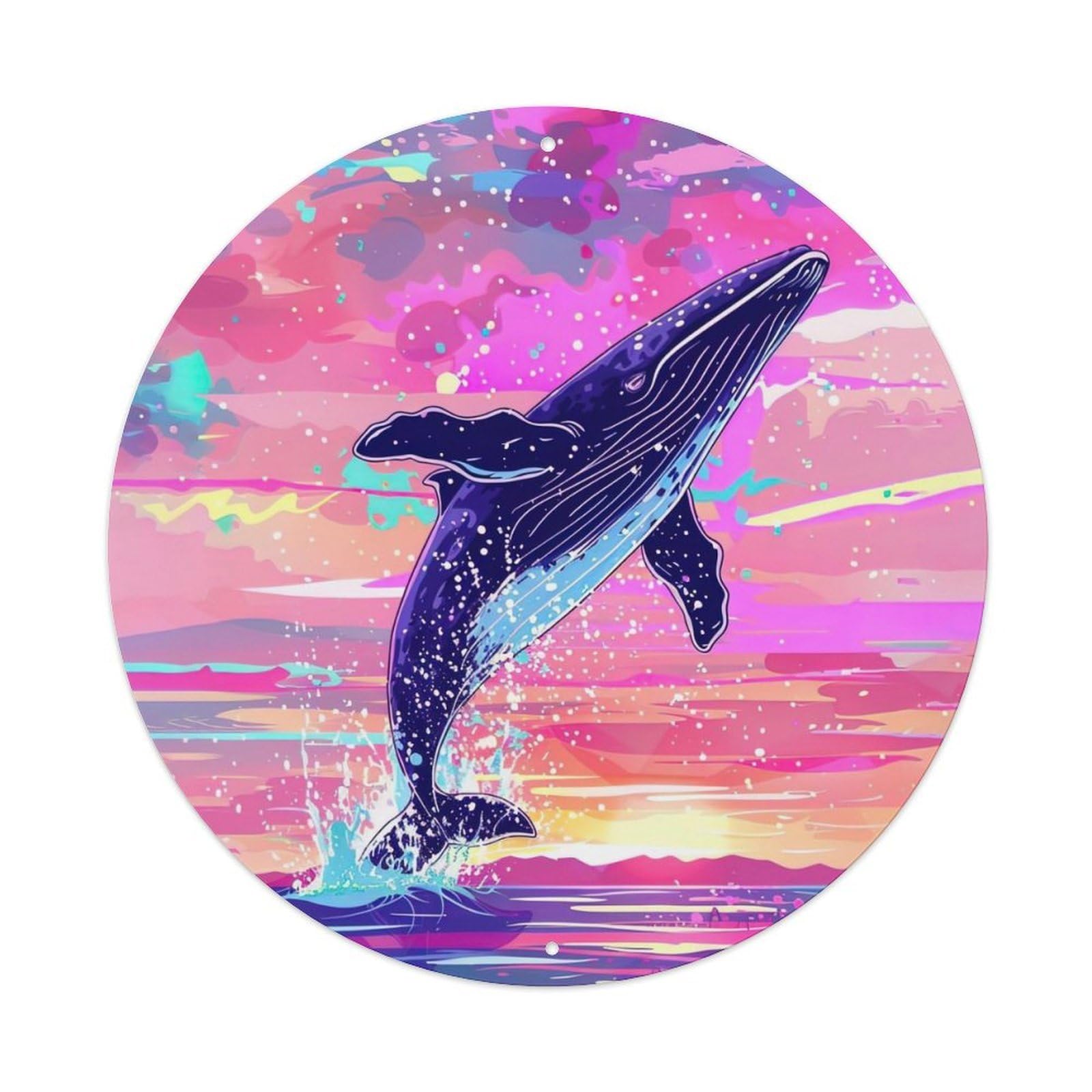 Animal Artwork The Whale That Took to The Sea Vintage Metal Tin Sign Plaque Wall Decor for Cafe, Club Bar, Office, Garden Metal Poster 8x8Inch