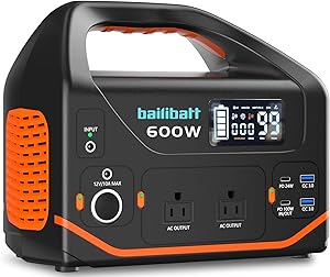 Portable Power Station 600W 293Wh Camping Lithium Battery, Portable Generator for Home Use Emergency Power Station Backup Travel Outdoor 100W PD & 120V Pure Sine Wave AC Outlet