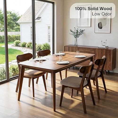 Miniatura 2 de Sillas de comedor de madera maciza 100% - Prácticas sillas de cocina - Silla de madera para comedor, cocina (4, nogal con cojín gris) Nogal con