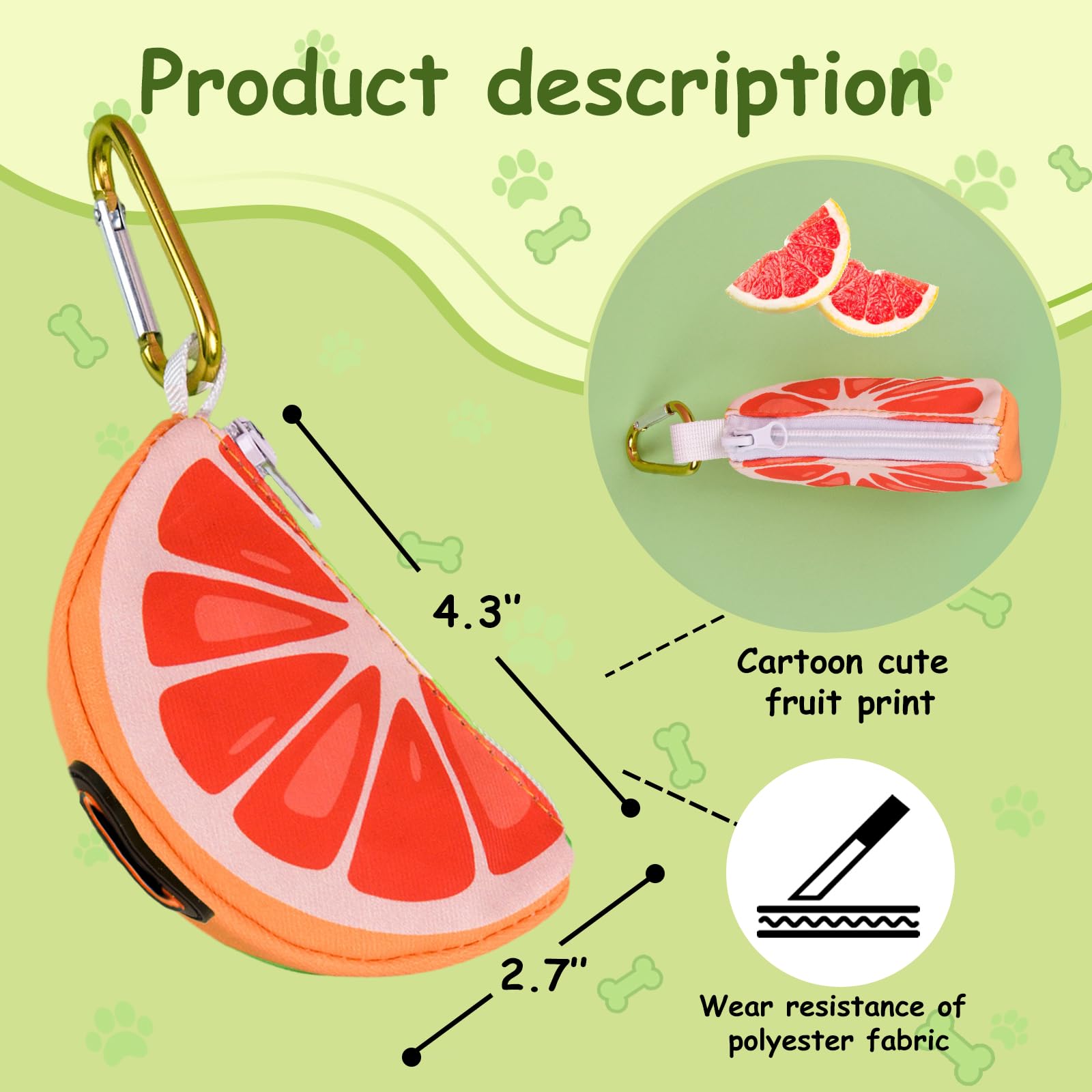 ICEMOOD Grapefruit Shape Dog Poop Bag Holder and Carrier - Image 2