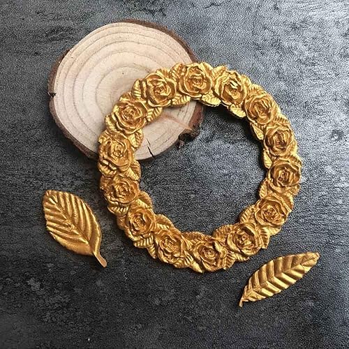 Miniatura 3 de Molde de silicona para tartas de flores y rosas circulares, guirnalda y hoja, chocolate, caramelos, gelatina, molde para tartas, herramientas de