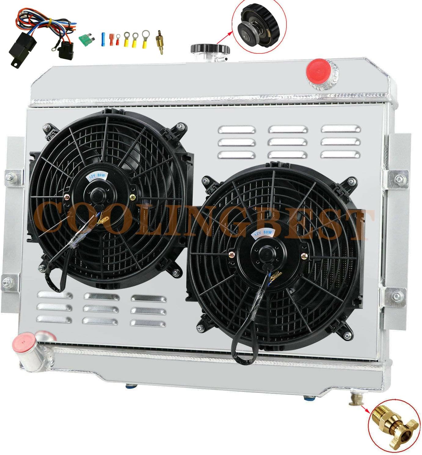 COOLINGBEST Aluminum Radiator for 19721986 Jeep CJ5 CJ6