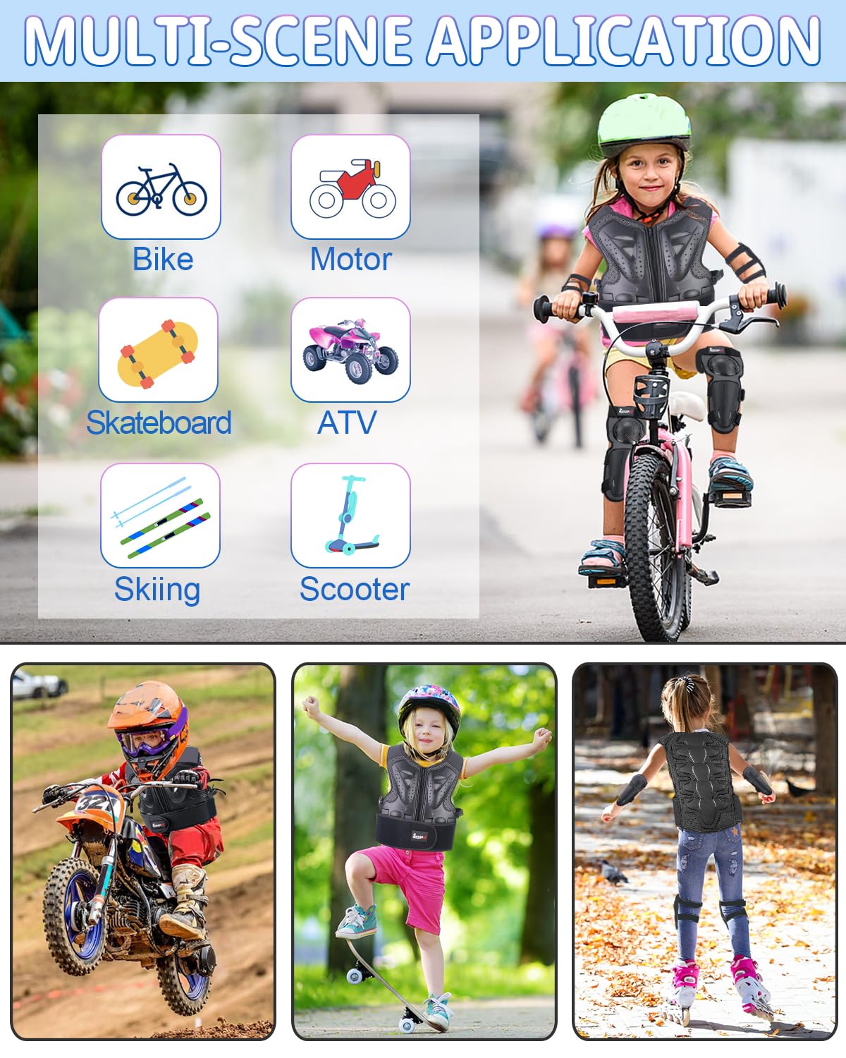 JUSTDOLIFE Équipement De Protection De Moto Pour Enfant, 5 PièCes