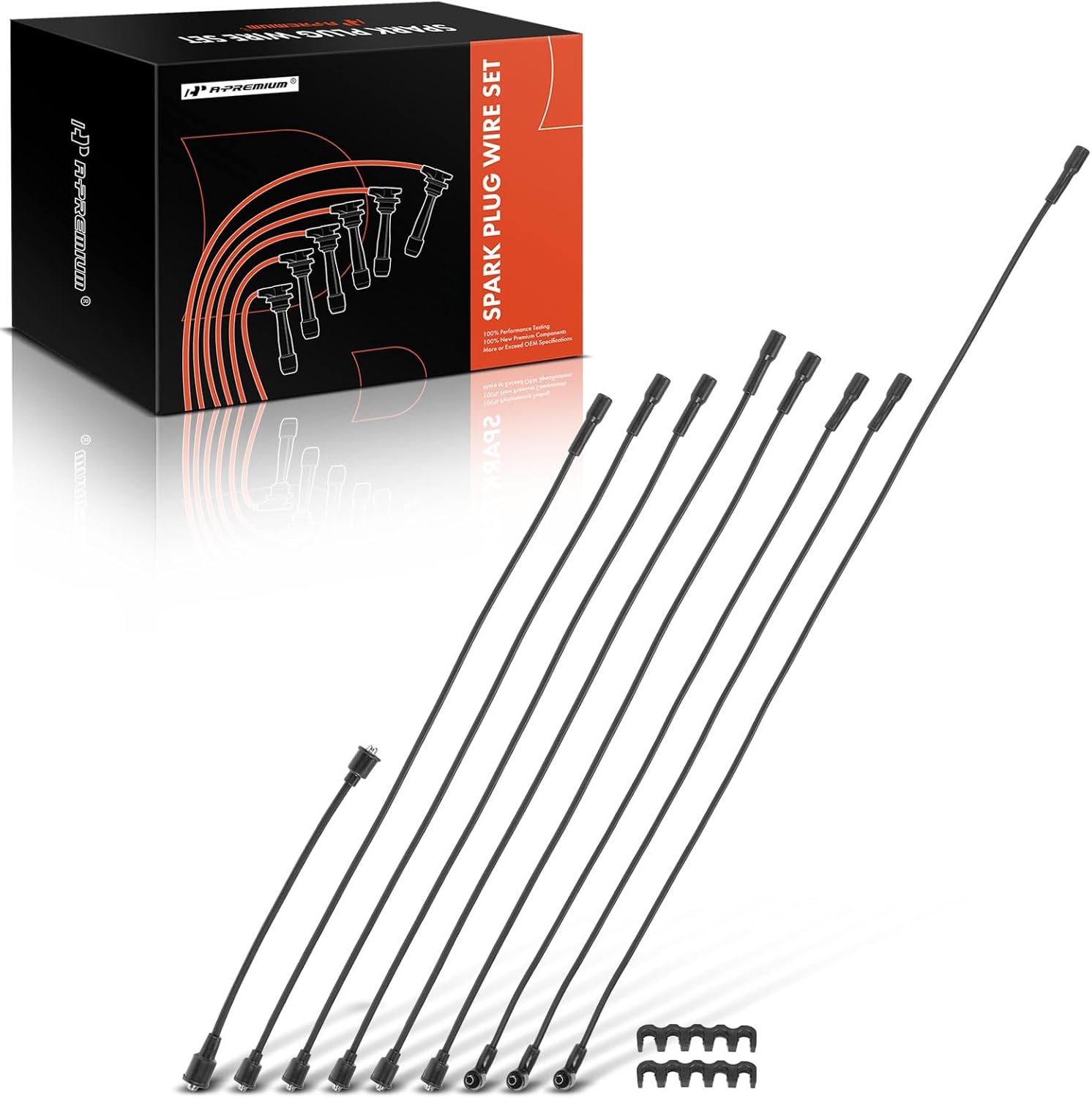 A-Premium Ignition Spark Plug Wires Set of 9 Compatible with International Harvester 100 150 200 1010 1110 1210 1310 1000C 1100D M1100 MA1200 Scout II Travelall
