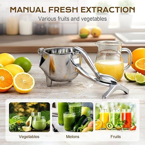 Miniatura 3 de Aluminum Alloy Fresh Fruit Juice Extractor,Ergonomic Grip,Easy to Clean for Orange Citrus Lime Grapefruit Kitchen Tool (1, Silver)