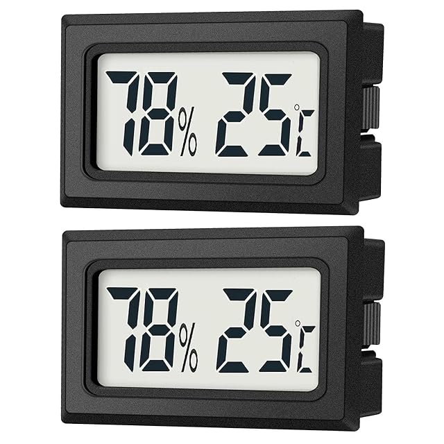 JEDEW Juego de 2 mini termómetros higrómetros digitales, medidor de temperatura y humedad para interior
